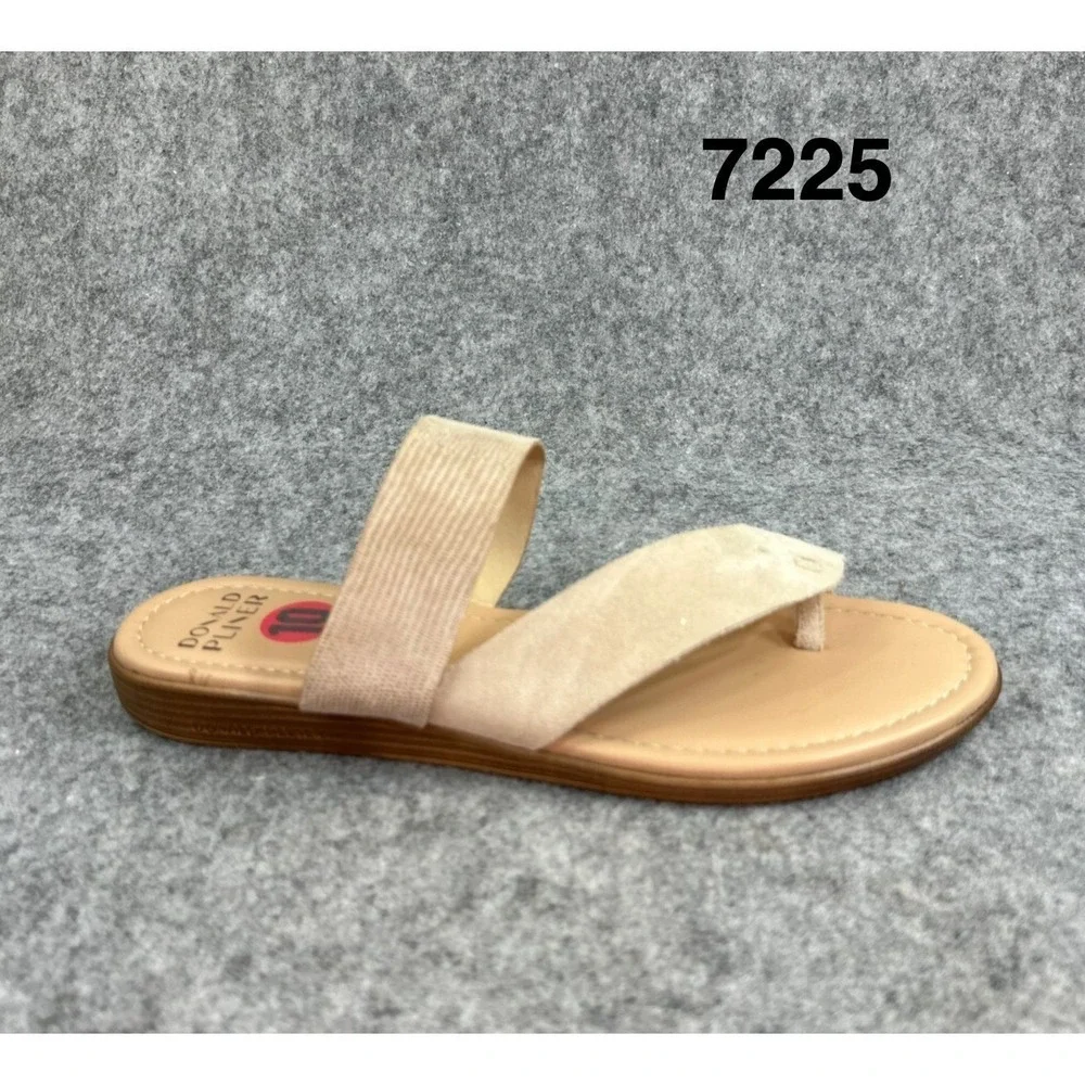 Donald Pliner Galena Womens 10M Sand Suede Elastic Thong Slide Sandals Beige Low